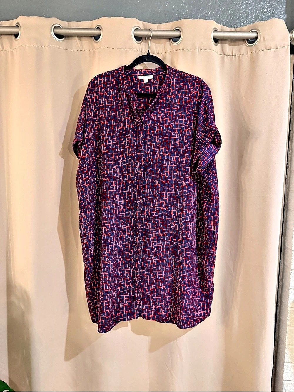 Prologue Geometric Tunic in Blue & Red Large Like New